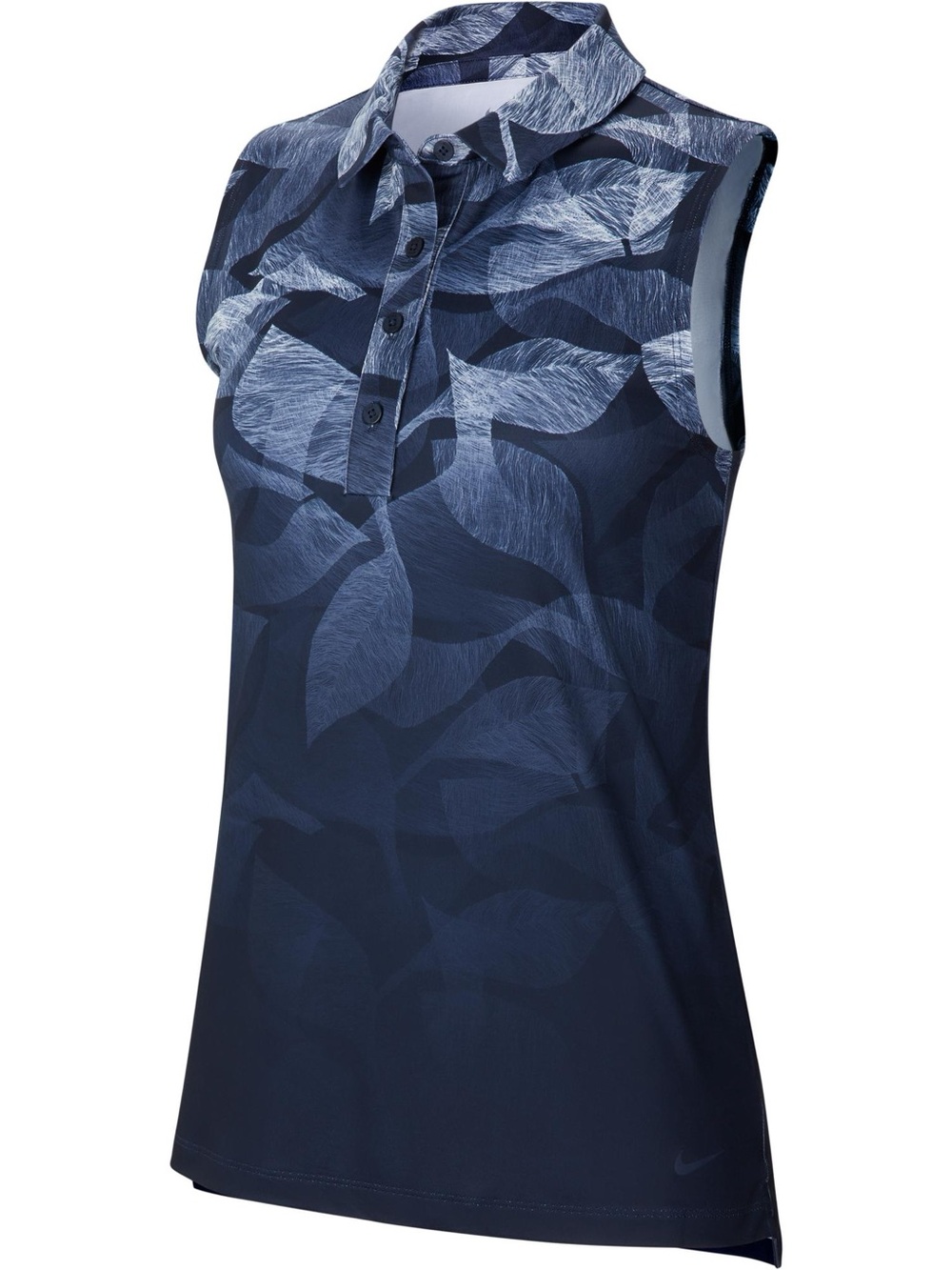 Nike Dri-Fit Women's Navy Leaf-Print Sleeveless Polo Size Small